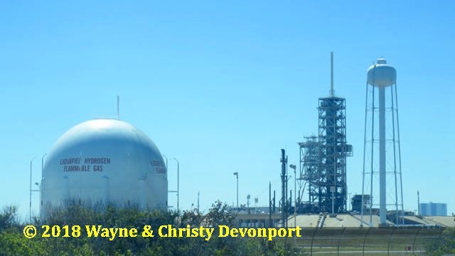Another view of the launch pad and a hydrogen gas storage tank